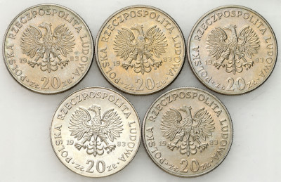 PRL - 20 złotych Nowotko 1983 - zestaw 5 sztuk - miedzionikiel