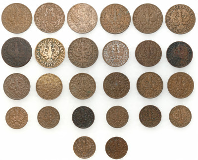 II RP. 1-5 groszy 1925-1939 – 25 sztuk