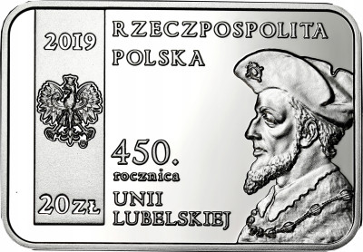 20 złotych 2019 - 450 Rocznica Unii Lubelskiej – SREBRO