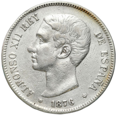 Hiszpania. Alfons XII (1875 - 1885). 5 peset 1876, Madryt – SREBRO