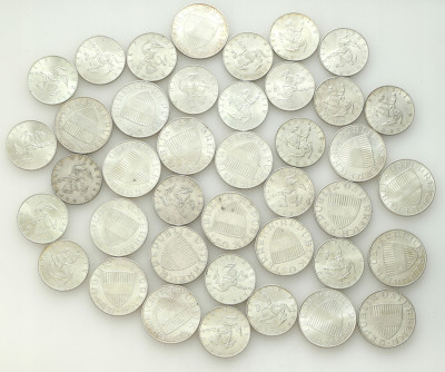 Austria. 5+10 szylingów lot 40 sztuk - SREBRO