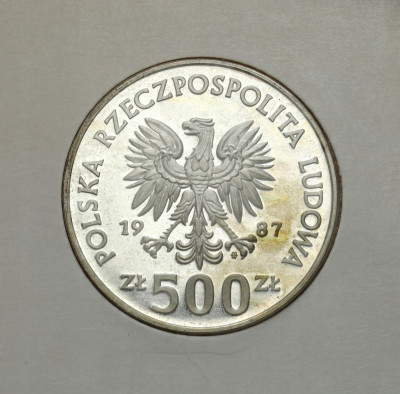 500 złotych 1987 Calgary hokej – SREBRO
