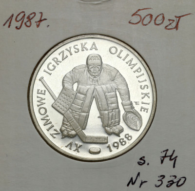 500 złotych 1987 Calgary hokej – SREBRO