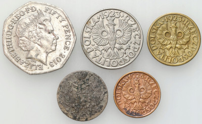 Polska, Europa. Zestaw monet 10 groszy 1840 + 5 groszy 1923