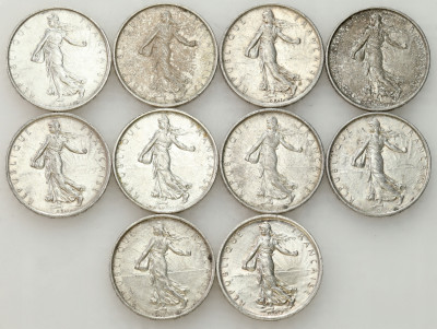 Francja. 5 franków 1960-1964 - zestaw 10 sztuk - SREBRO