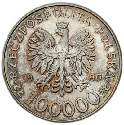 100.000 złotych 1990 Solidarność typ A – SREBRO