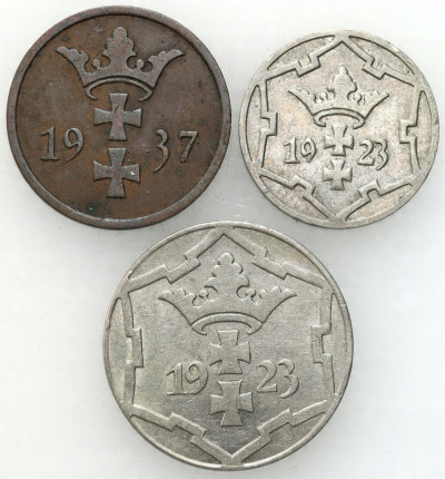 Wolne Miasto Gdańsk/Danzig. 2-10 fenigów 1923-1937 – 3 szt