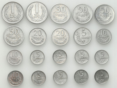 PRL. Zestaw 5 groszy do 1 złoty, zestaw 20 monet