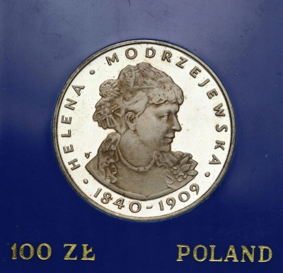 100 złotych 1975 Helena Modrzejewska – SREBRO