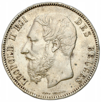 Belgia. Leopold II. 5 franków 1873, Bruksela – SREBRO