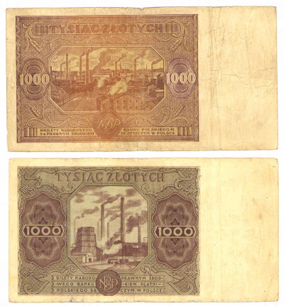1.000 złotych 1946 i 1947, 2 sztuki