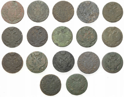Polska XIX wiek. 1 grosz, zestaw 17 sztuk