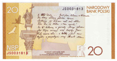 Banknot 20 złotych 2009 Juliusz Słowacki – UNC
