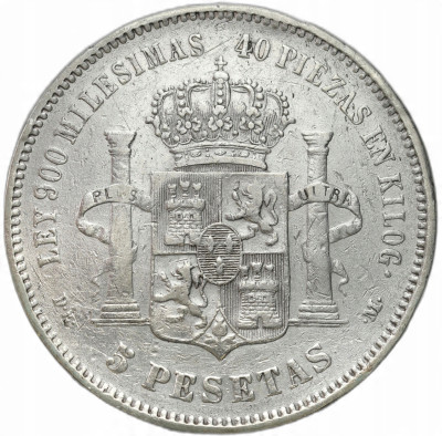 Hiszpania. Alfons XII (1875 - 1885). 5 peset 1876, Madryt – SREBRO