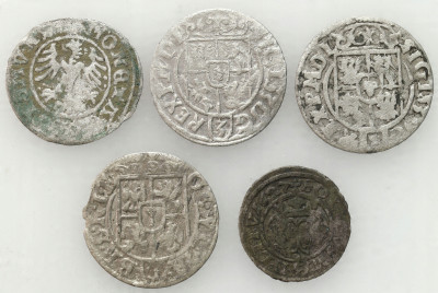 Zygmunt I Stary, Zygmunt III Waza, Jerzy Wilhelm. Półtorak, Szeląg – 5 szt