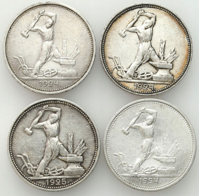 Rosja. 50 kopiejek (połtinnik) 1924-1925, SREBRO – 4 szt