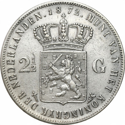 Holandia. Wilhelm III (1849 - 1890). 2 1/2 guldena 1872 – SREBRO