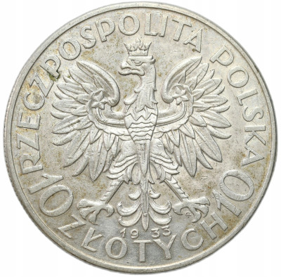 II RP. 10 złotych 1933 głowa kobiety – SREBRO