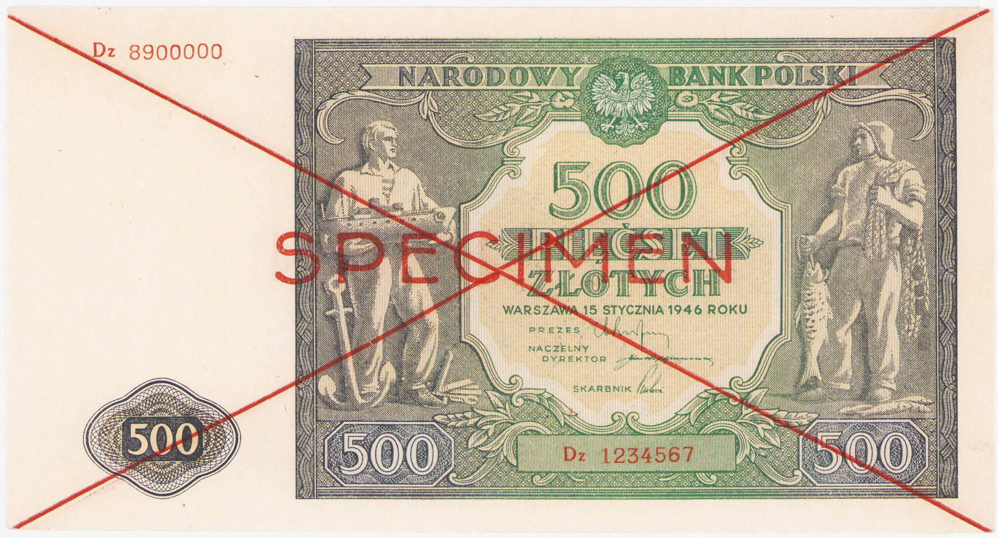 SPECIMEN 500 złotych 1946 – RZADKOŚĆ R6