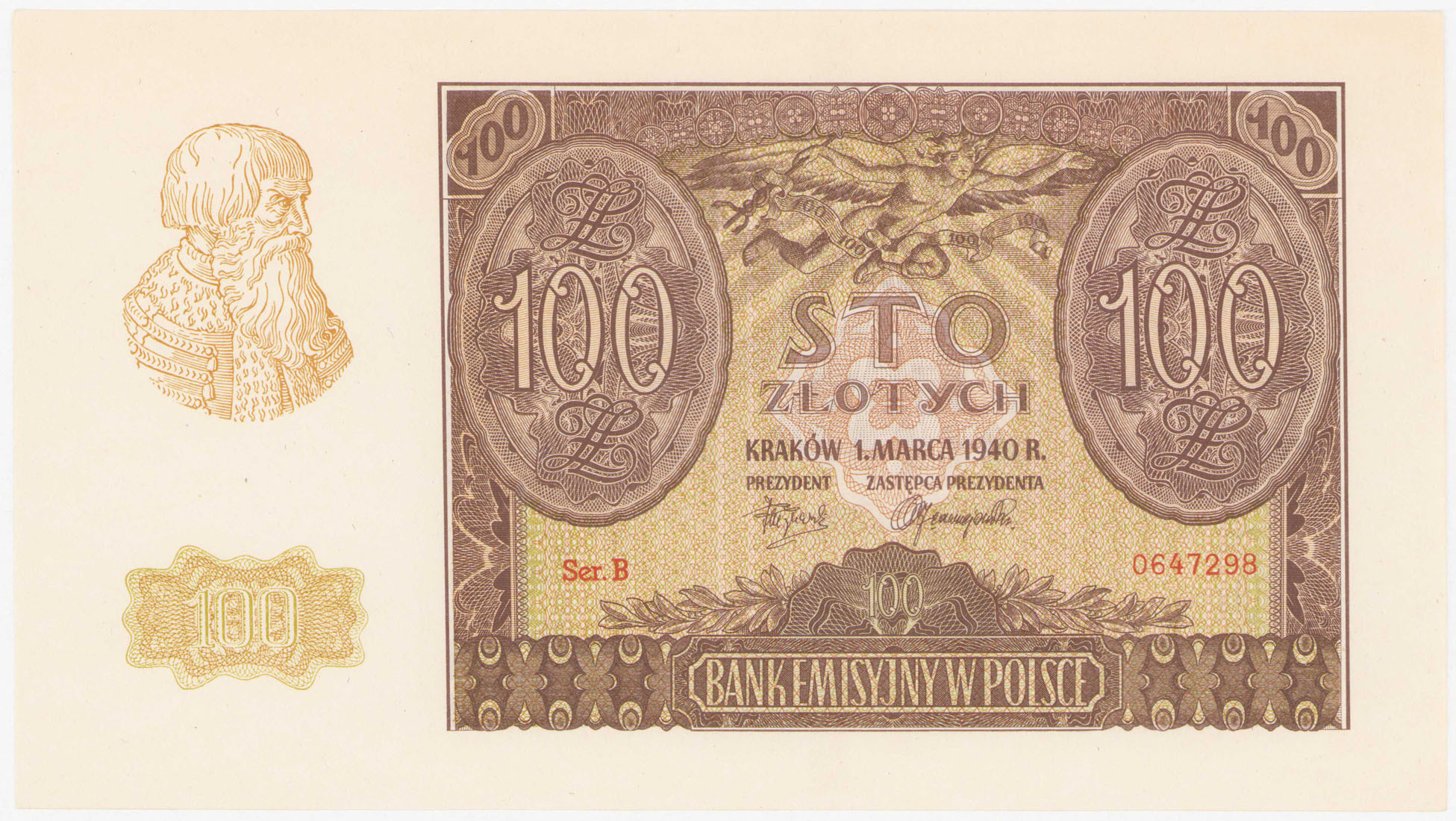 100 złotych 1940 seria A