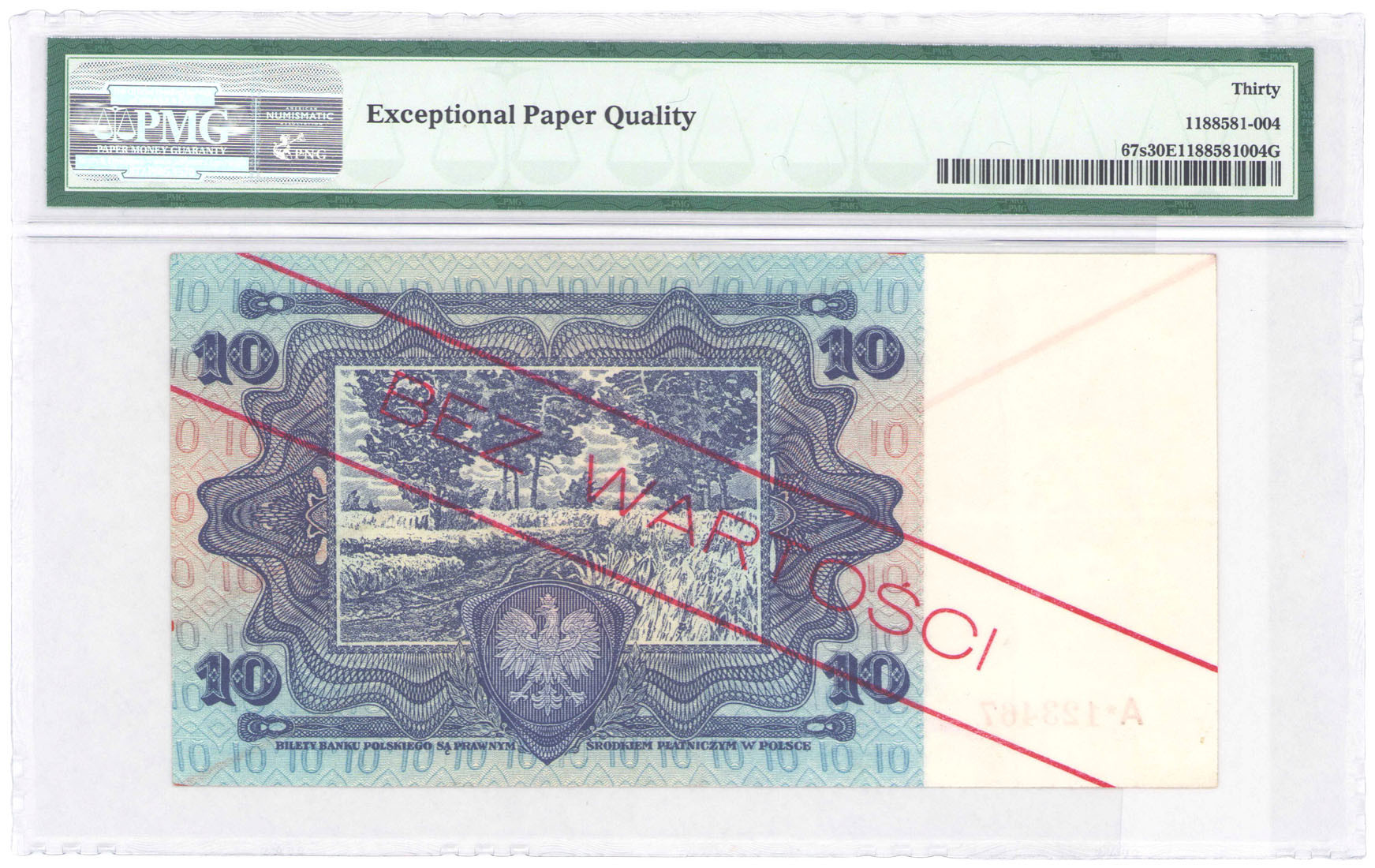 WZÓR / SPECIMEN 10 złotych 1928 seria A, PMG 30 EPQ - RZADKOŚĆ R6