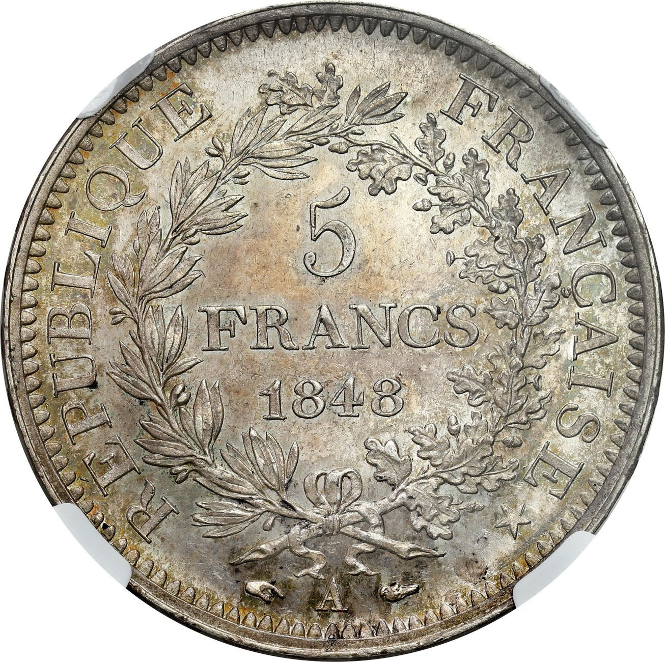 Francja. 5 franków 1848 A, Paryż NGC MS62 - PIĘKNE 