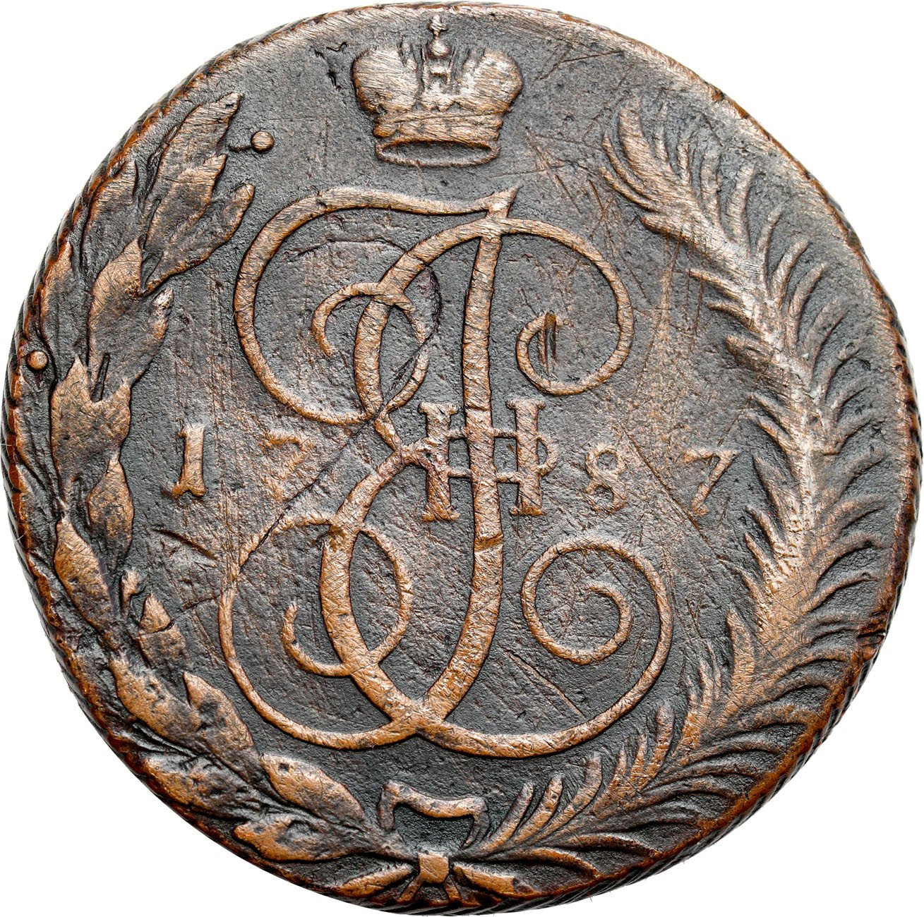 Rosja. Katarzyna II. 5 kopiejek 1787 TM, Teodozja - RZADKOŚĆ