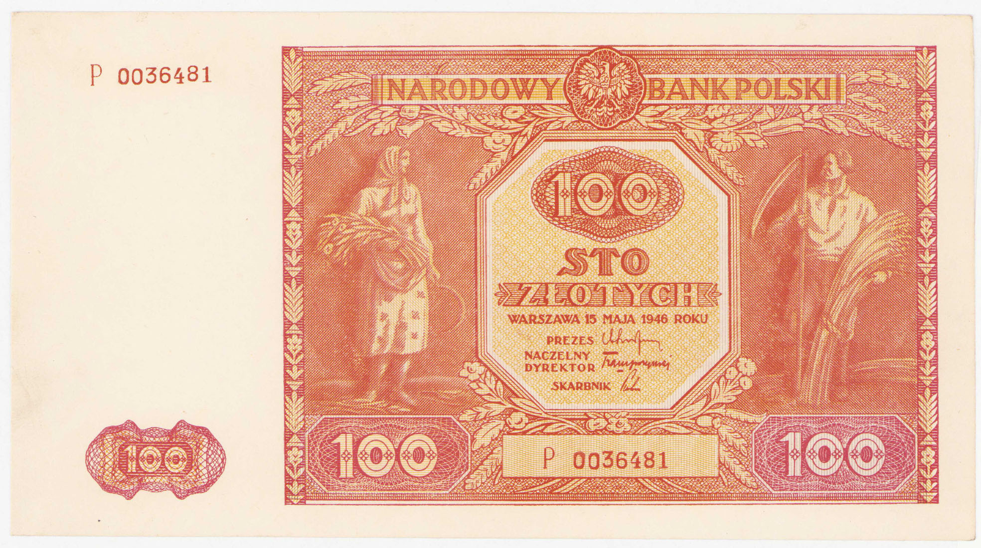 100 złotych 1946 seria P - RZADKOŚĆ R5