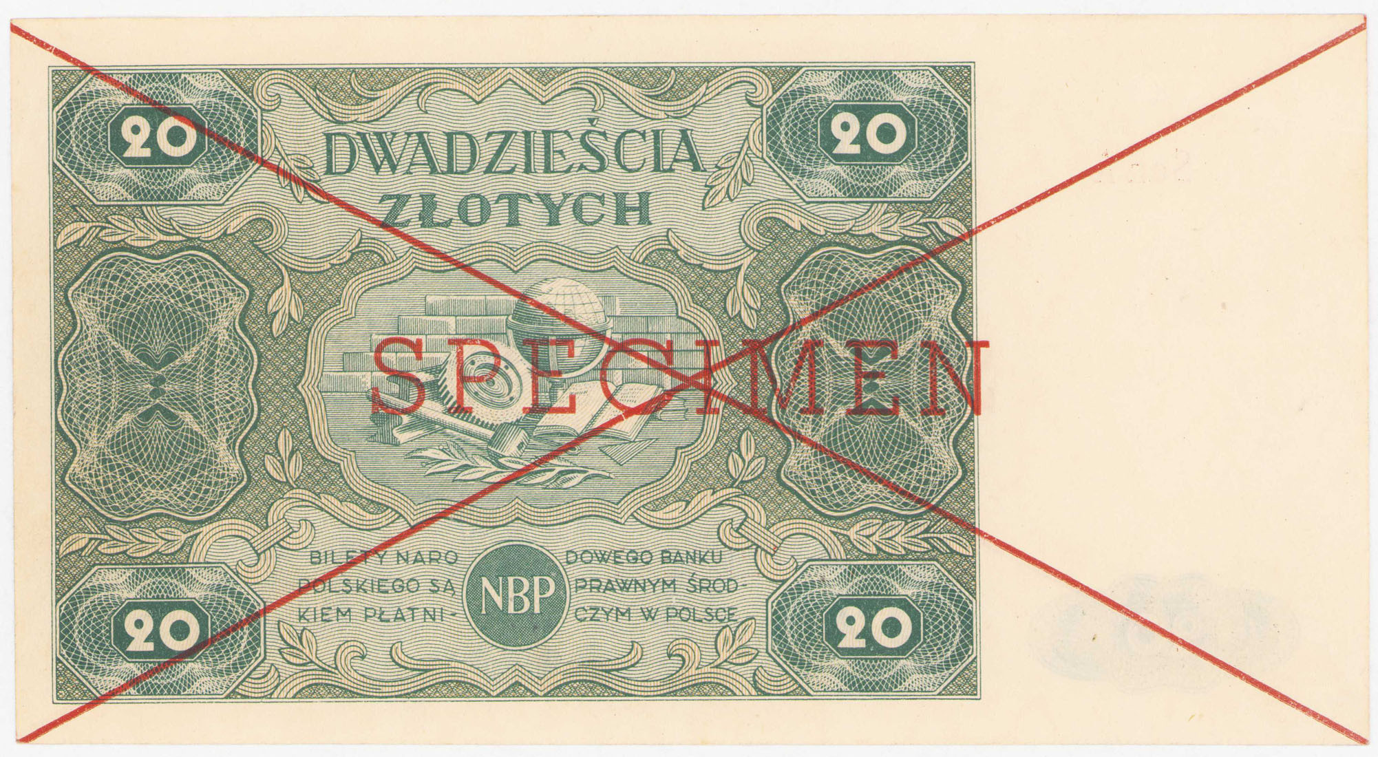  SPECIMEN 20 złotych 1947 seria A - RZADKOŚĆ R5