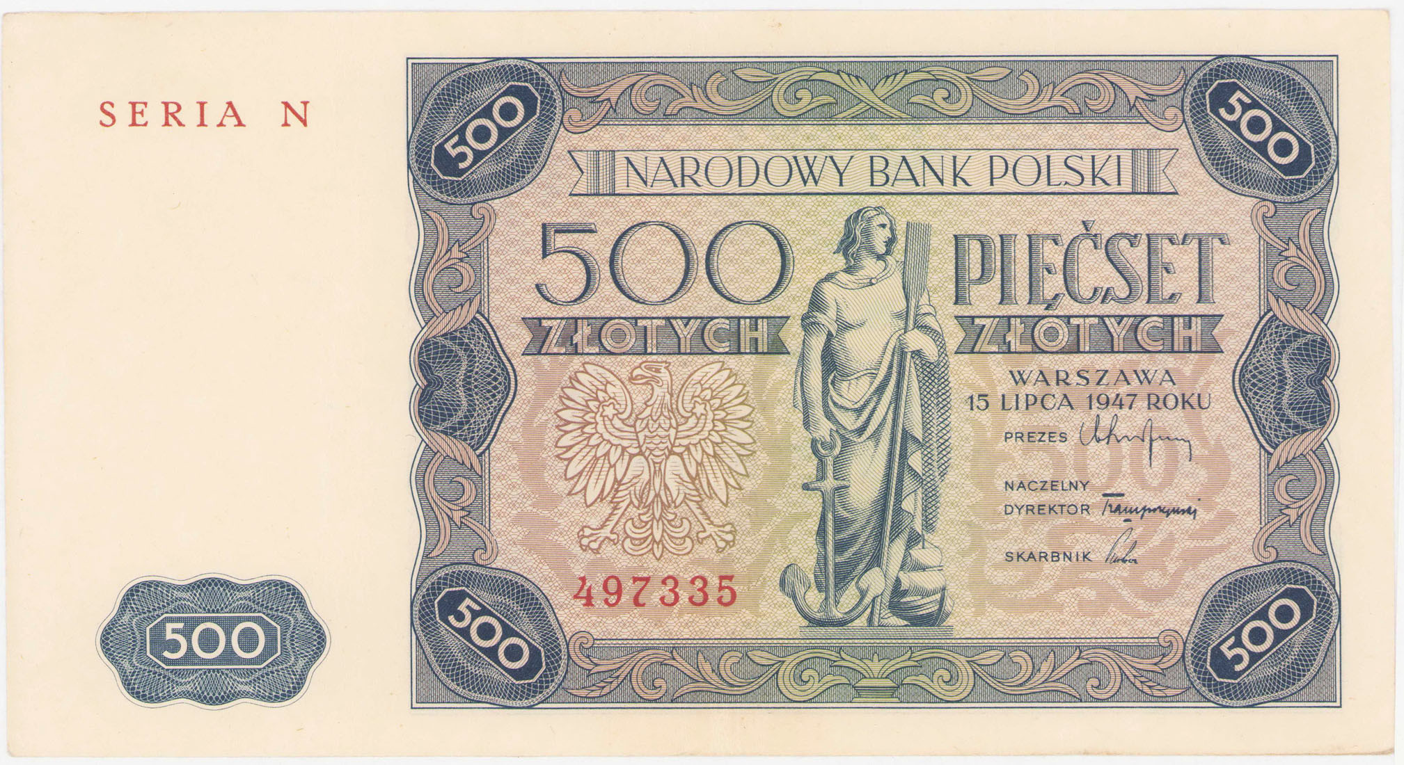 500 złotych 1947 seria N - RZADKOŚĆ R4