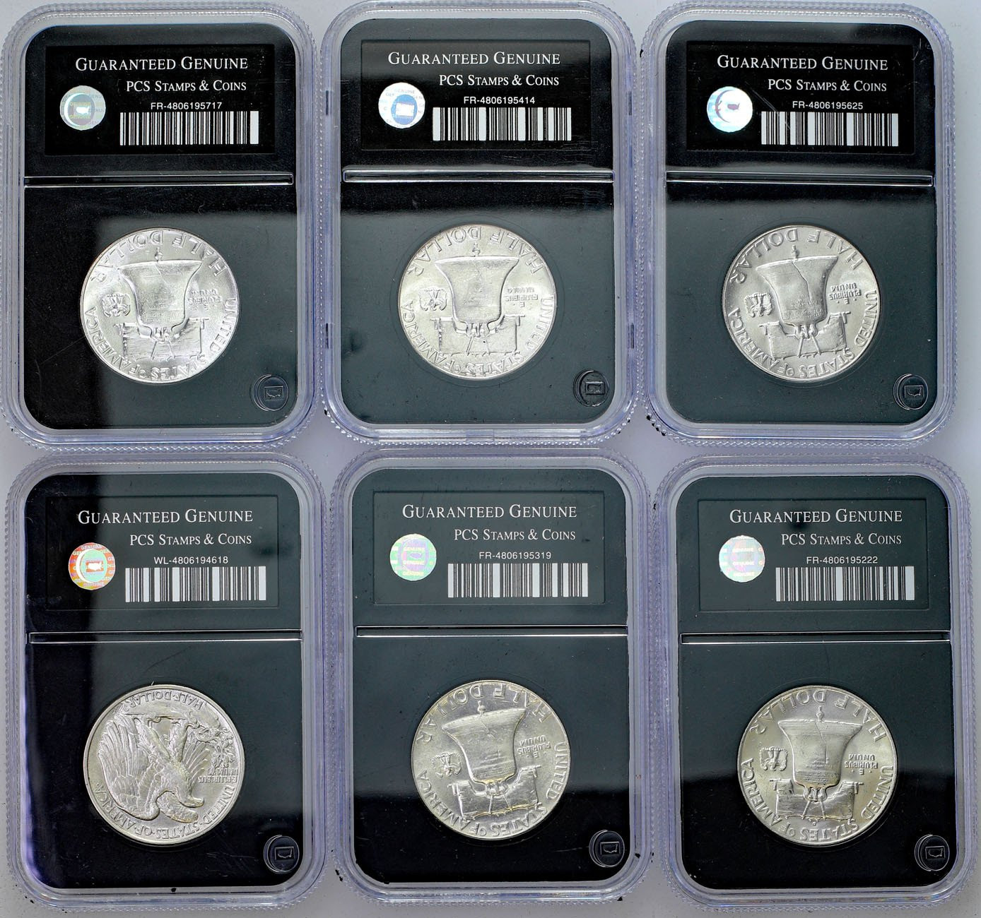 USA. 1/2 dolara 1946-1957, zestaw 6 sztuk