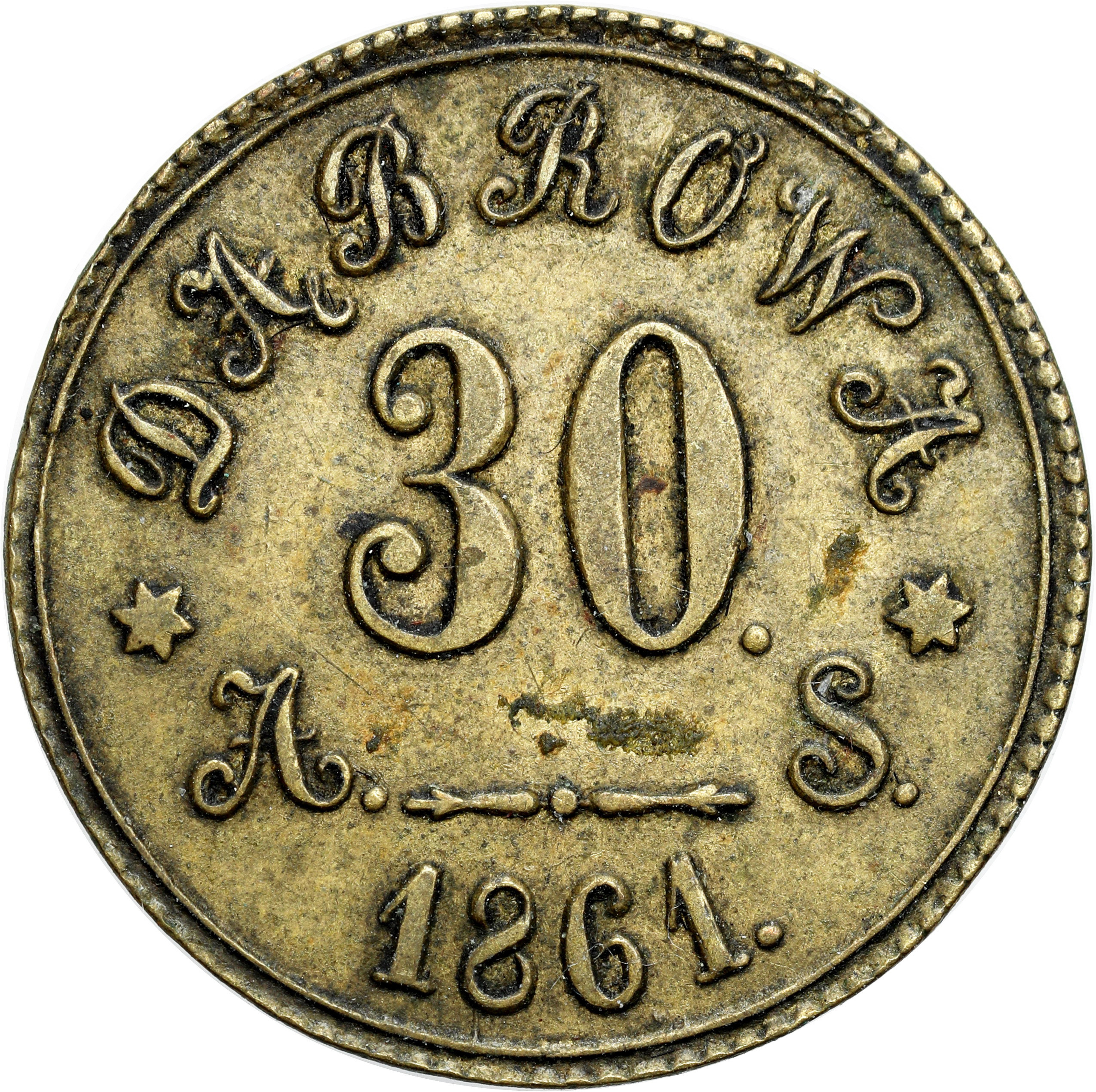Polska, Dąbrowa. Żeton 1861 o nominale 30