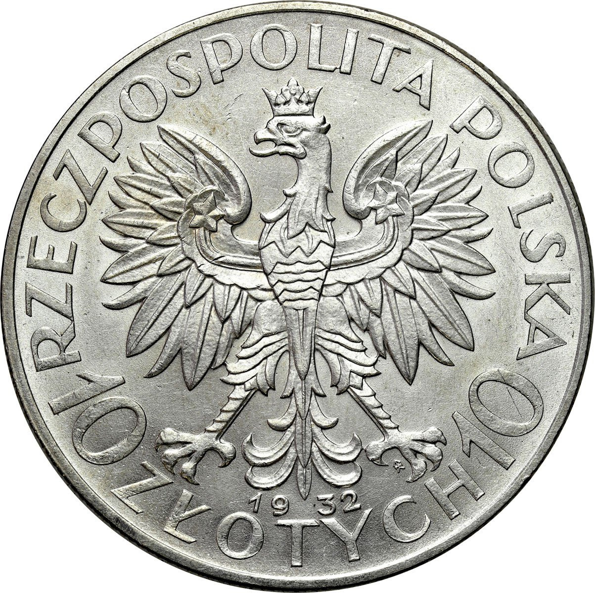 II RP. 10 złotych 1932 głowa kobiety (ze znakiem) Warszawa - PIĘKNE