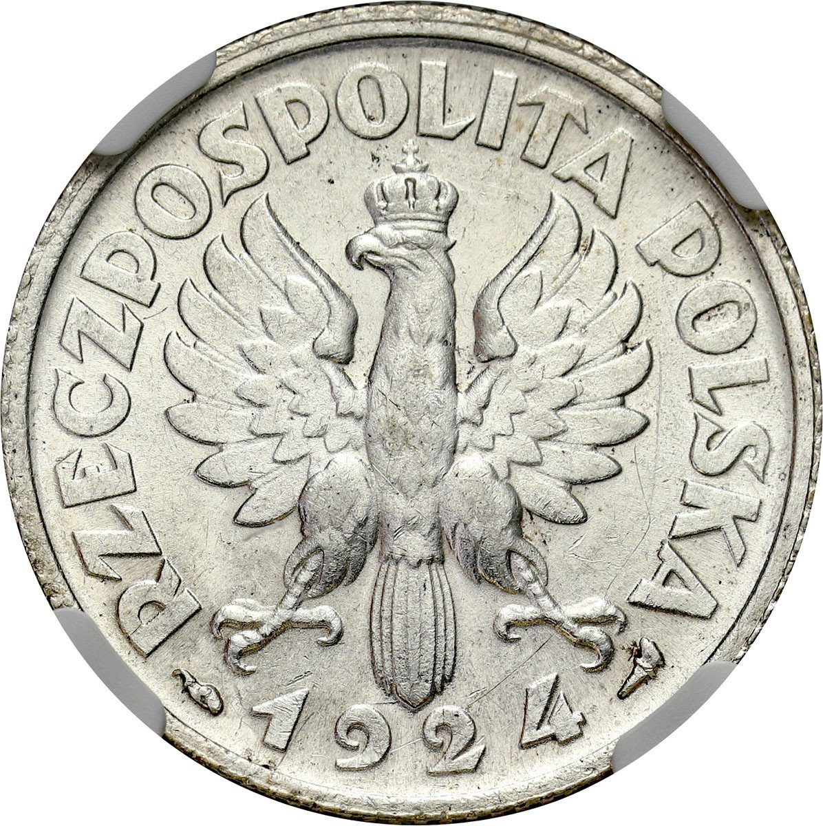 II RP. 1 złoty 1924 Paryż NGC AU58