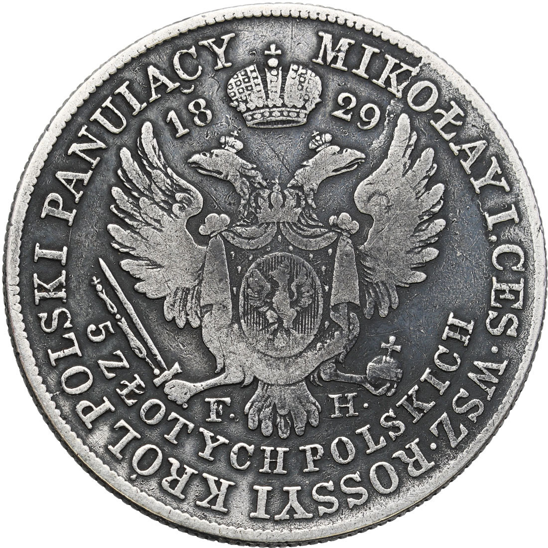 Królestwo Polskie. Mikołaj I. 5 złotych 1829 FH, Warszawa