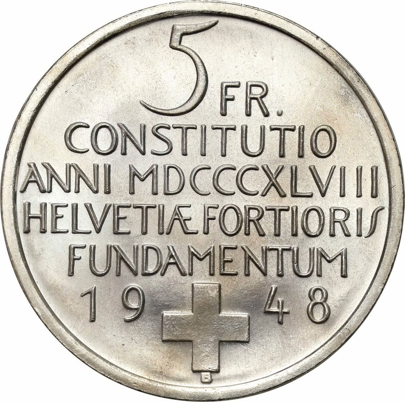 Szwajcaria. 5 franków 1948 B, Berno
