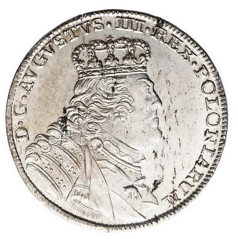 August III Sas. Ort, 18 groszy 1754 EC, Lipsk
