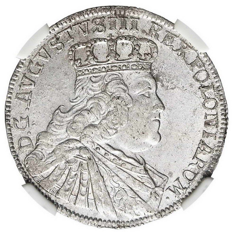 August III Sas. Ort, 18 groszy 1754 EC, Lipsk