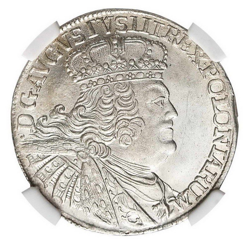 August III Sas. Ort, 18 groszy 1755 EC, Lipsk