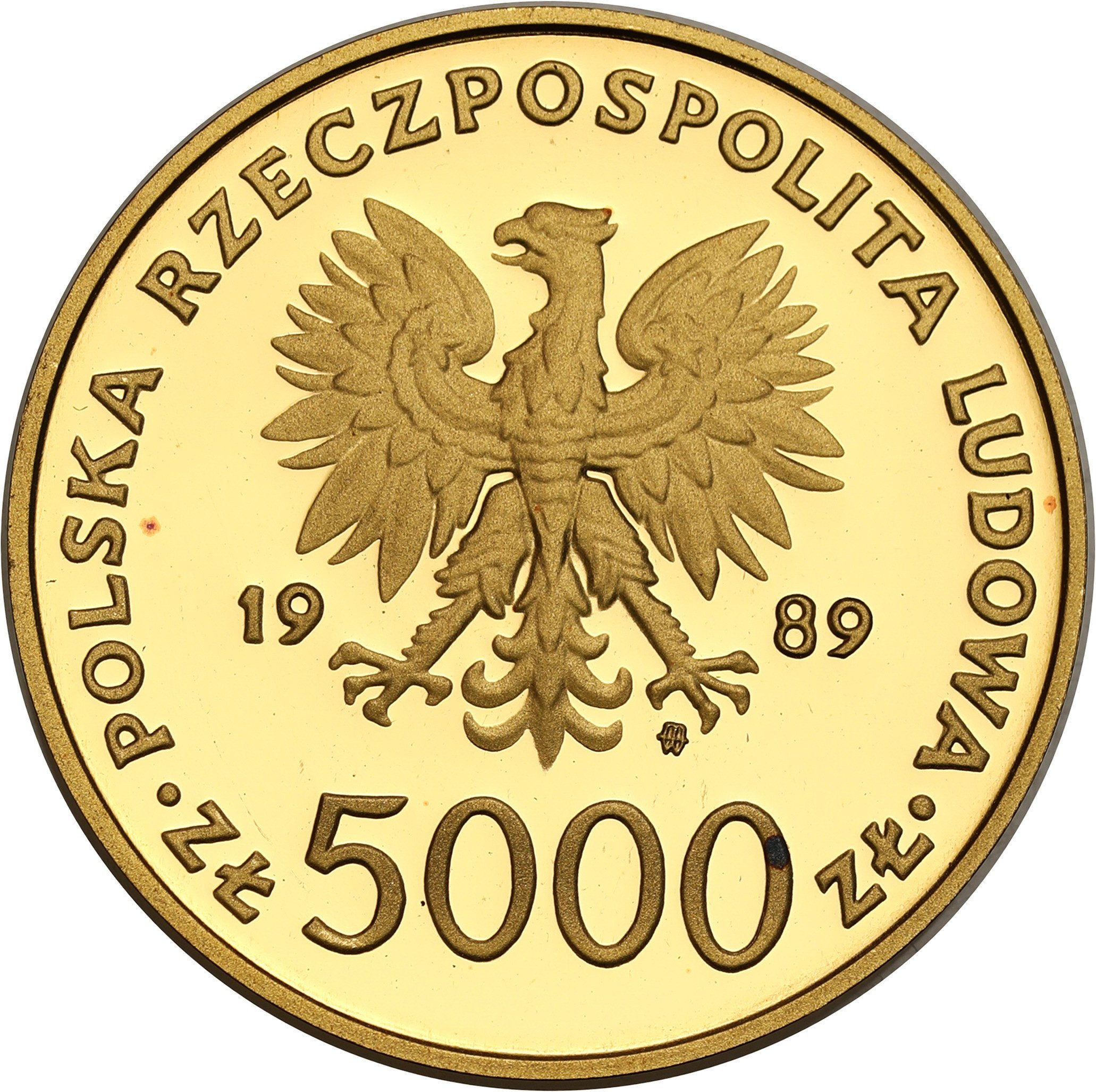 PRL. 5.000 złotych 1989 Papież Jan Paweł II „na kratce”