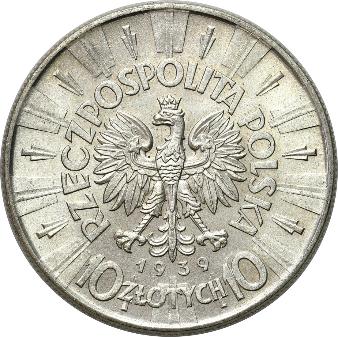 II RP. 10 złotych 1939 Piłsudski - PIĘKNE