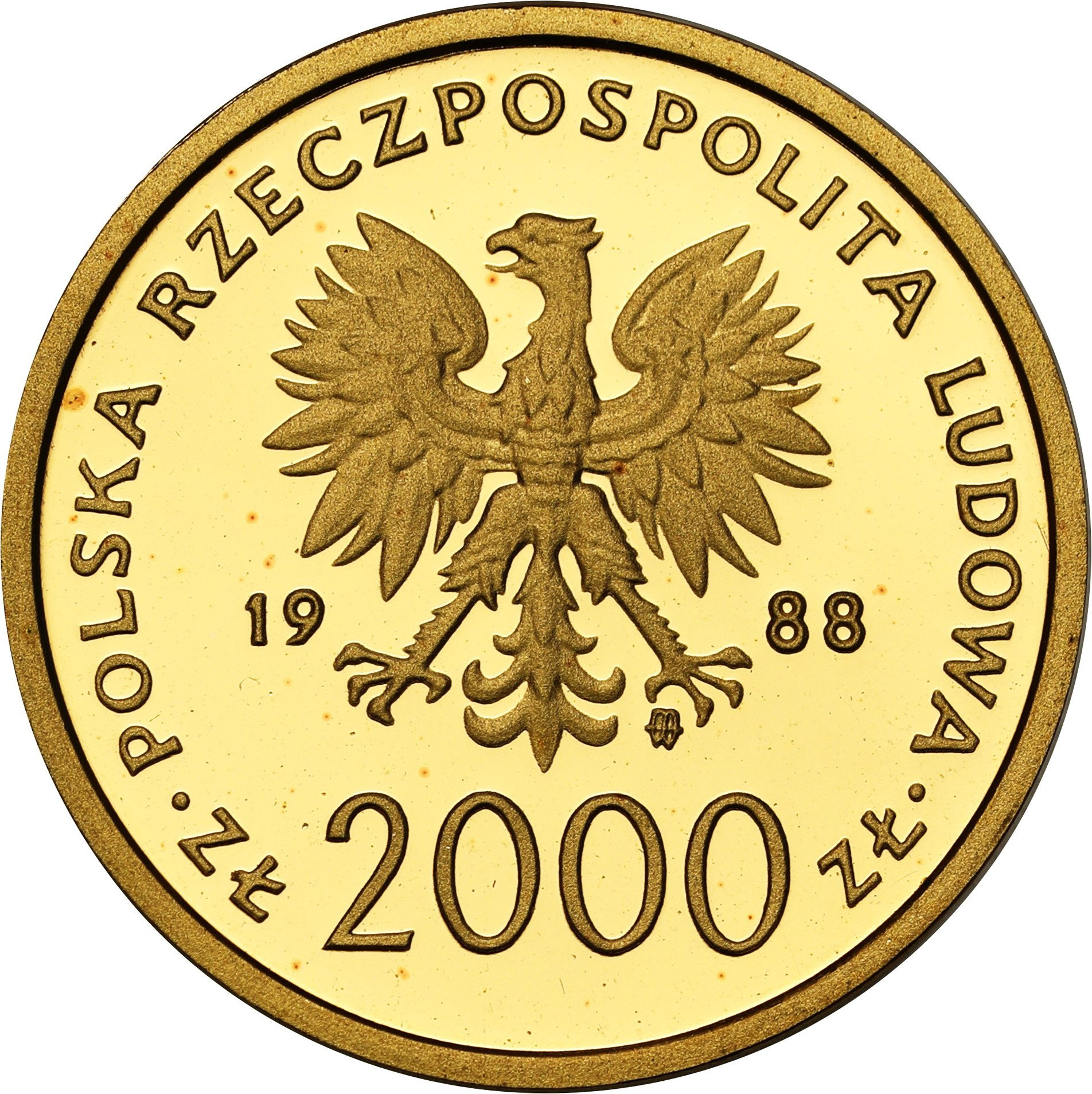 PRL. 2.000 złotych 1988 Jan Paweł II X lat Pontyfikatu, stempel lustrzany - RZADKIE