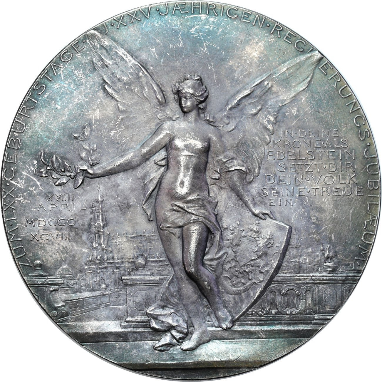 Niemcy, Saksonia. Albert Medal 1898 70 rocznica urodzin oraz 25 - lecie rządu. 