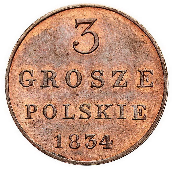Polska XIX wiek. Nowodieł. 3 grosze 1834 IP, Warszawa