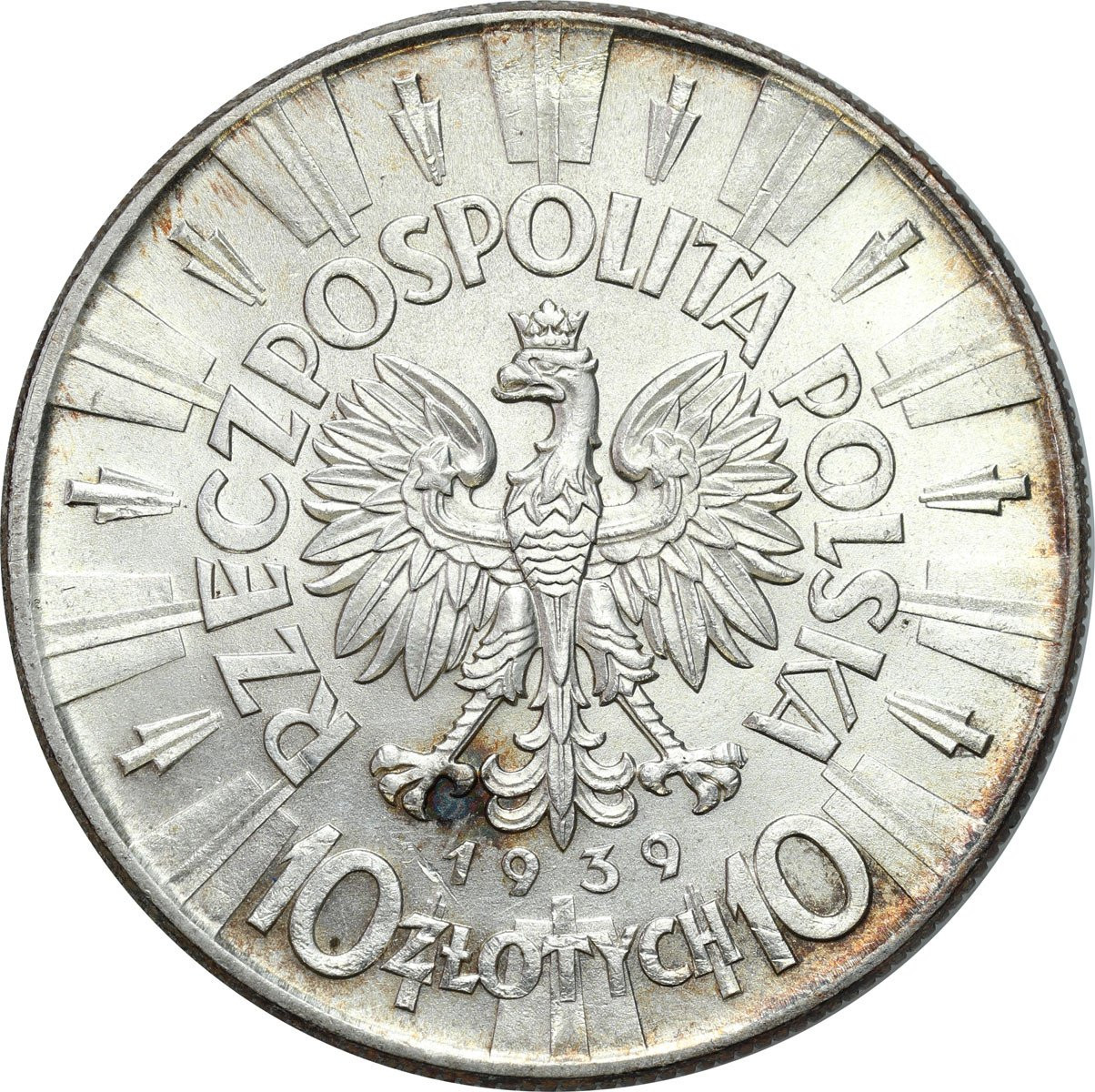 II RP. 10 złotych 1939 Piłsudski - BARDZO ŁADNY