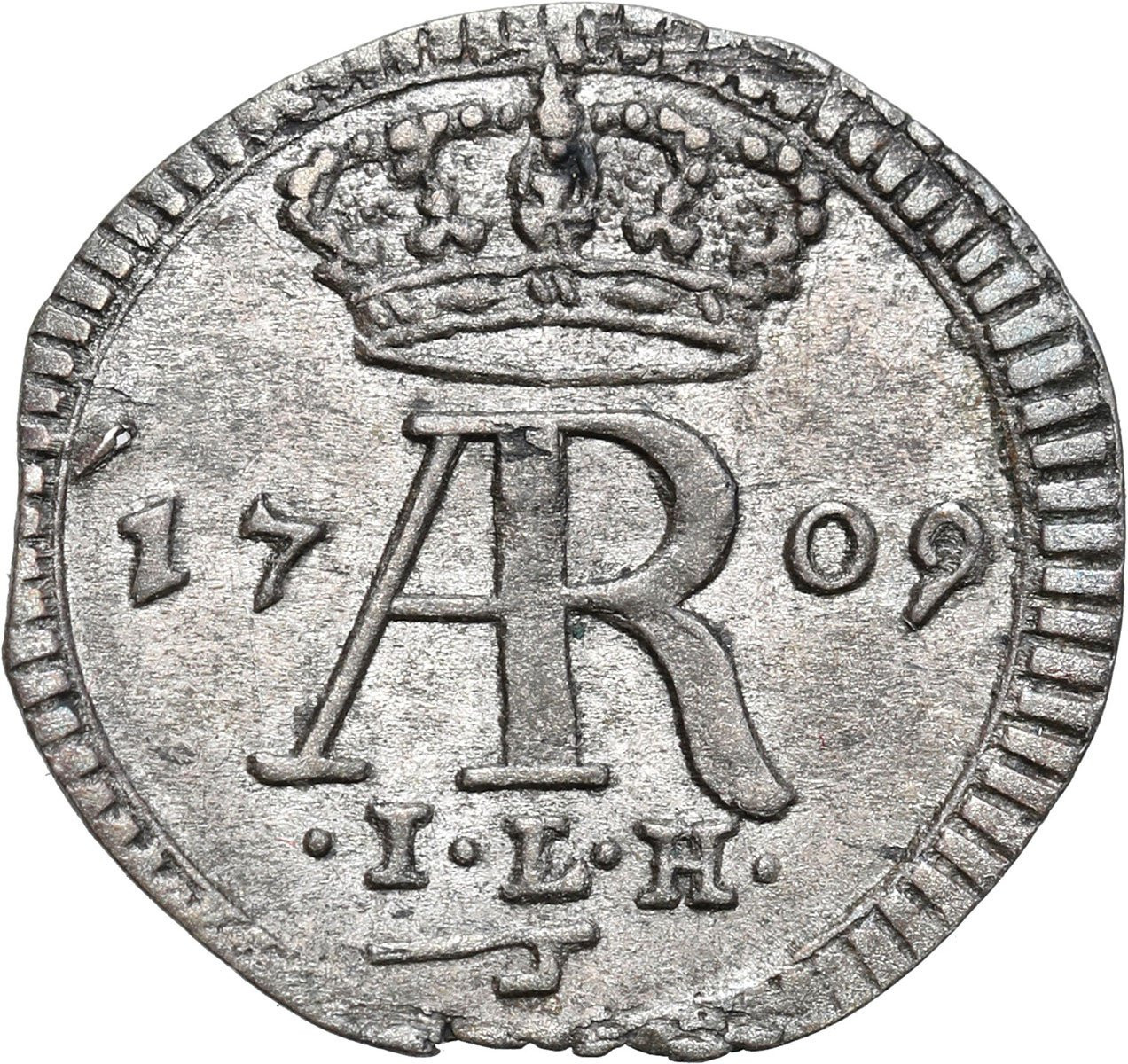 August II Mocny. Halerz (fenig) 1709, Drezno - RZADKI