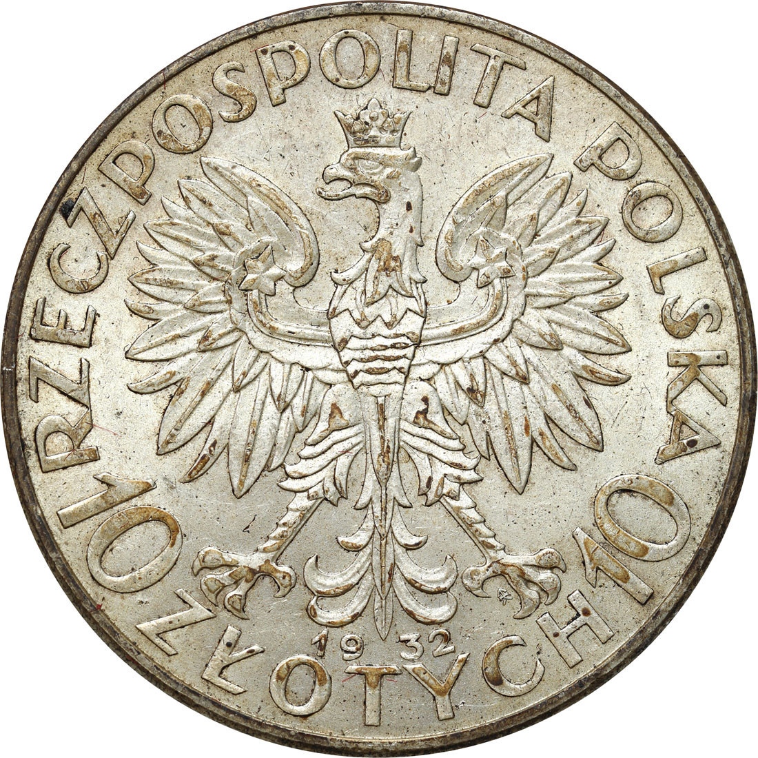II RP. 10 złotych 1932 głowa kobiety 