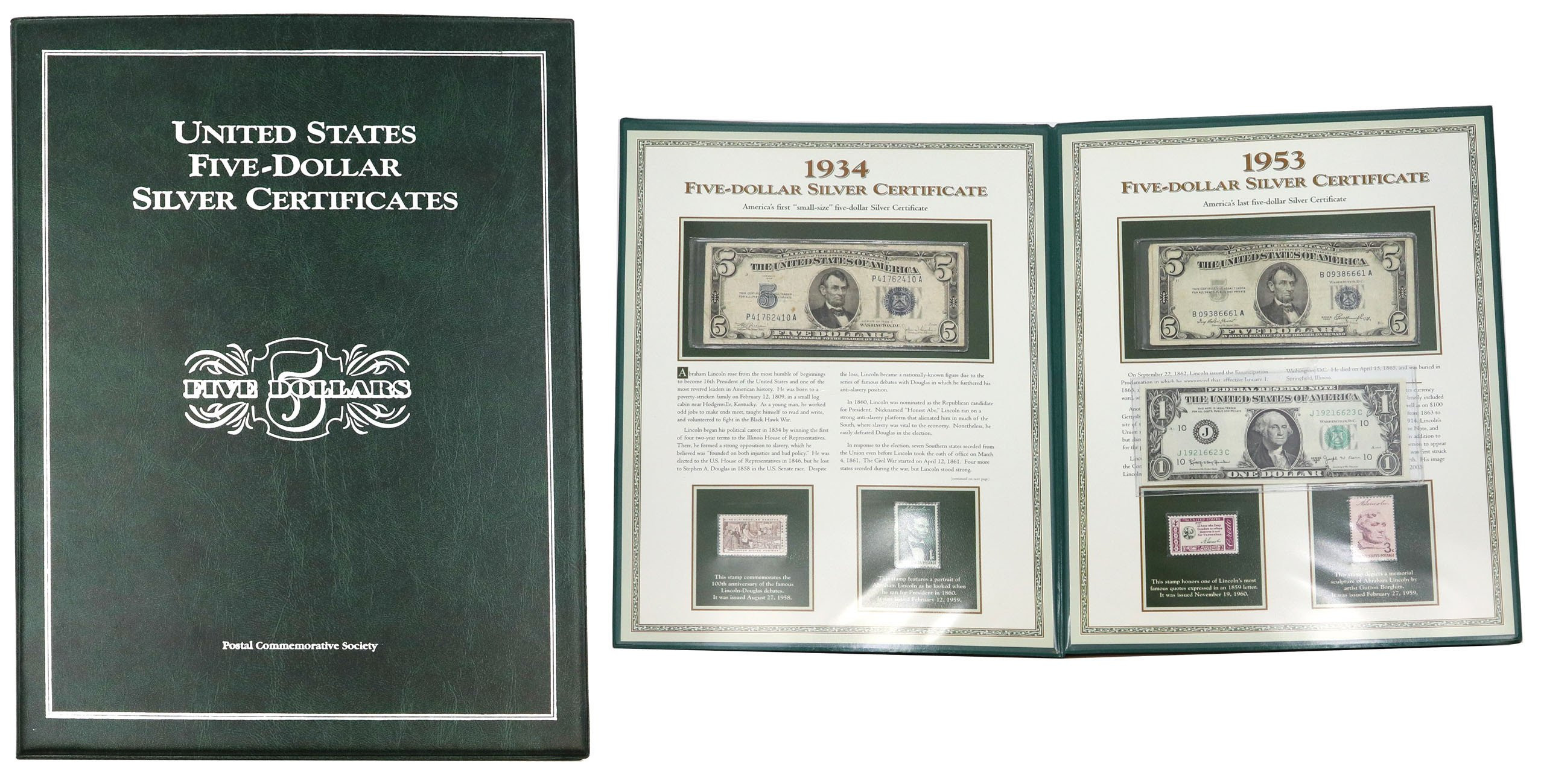 USA. 5 dolarów i 1 dolar 1934-1953 - 3 szt w albumie