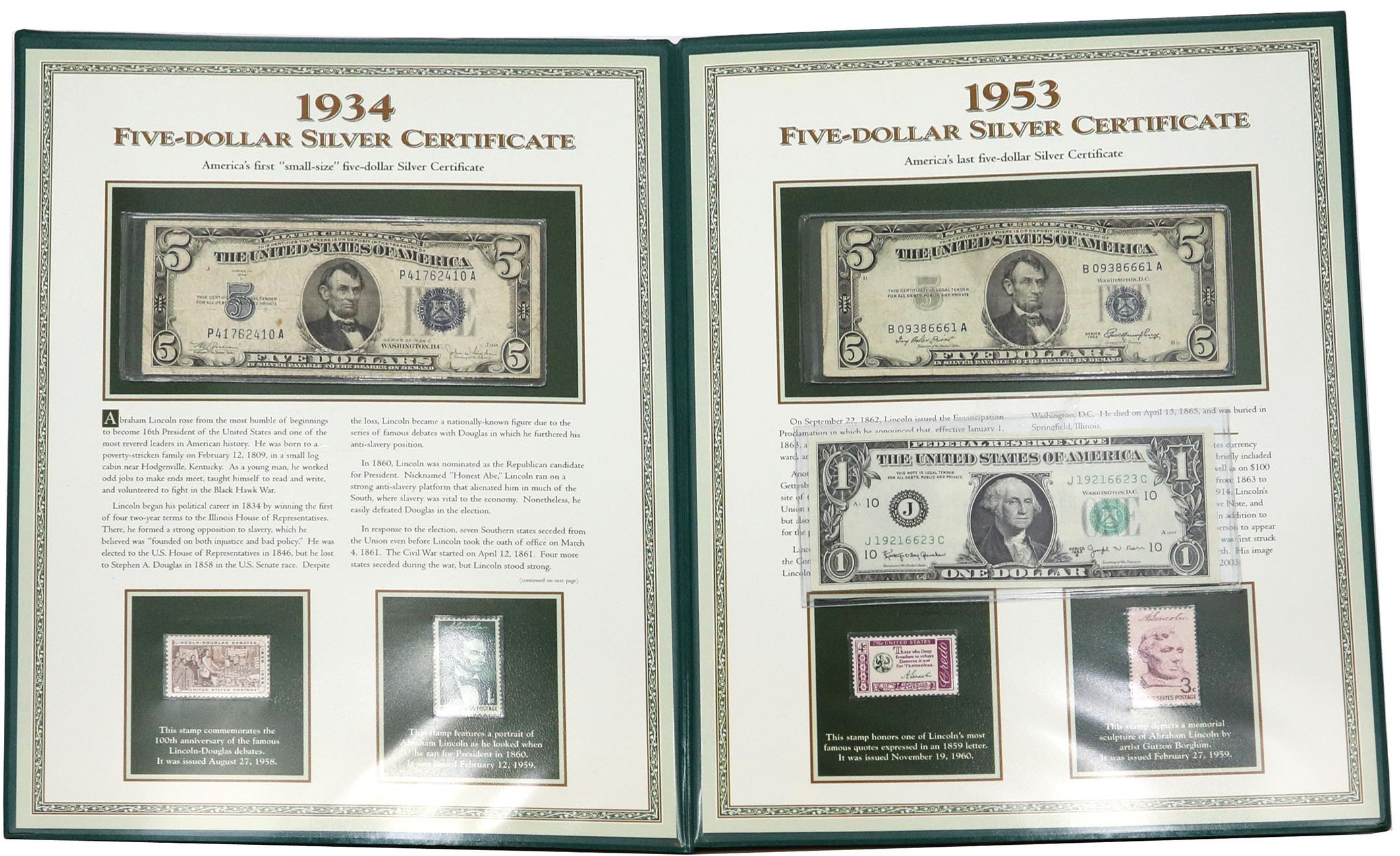 USA. 5 dolarów i 1 dolar 1934-1953 - 3 szt w albumie