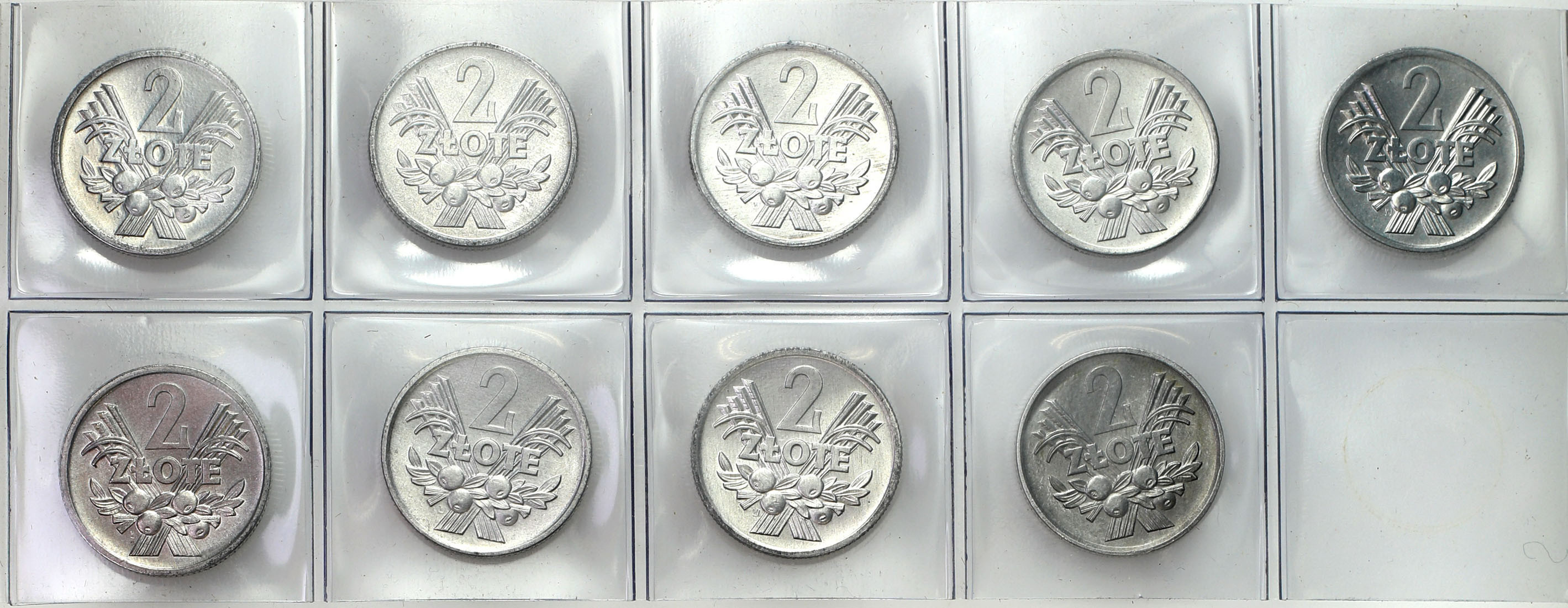 PRL. 2 złote 1959-1974 jagody, zestaw 9 monet - KOMPLET